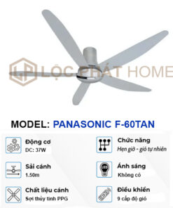 Thông số quạt trần panasonic loại 5 cánh F-60TAN