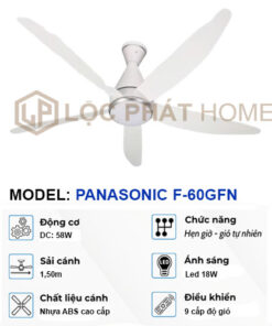 Thông số quạt trần panasonic loại 5 cánh F-60GFN