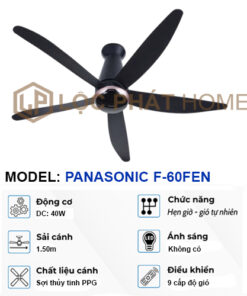 Thông số quạt trần panasonic loại 5 cánh F-60FEN