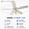 Thông số quạt trần 5 cánh gỗ LP 52KSP - 512W
