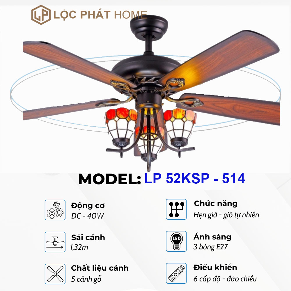 thong-so-quat-tran-5-canh-go-lp-52-ksp-514 Thông số quạt trần 5 cánh gỗ LP 52KSP - 514