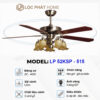 Thông số quạt trần 5 cánh gỗ LP 52KSP - 515