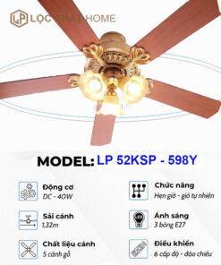 Thông số quạt trần 5 cánh gỗ LP 52KSP - 598Y