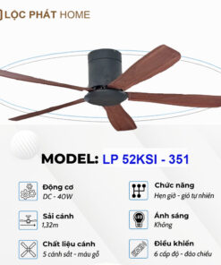 Thông số quạt trần 5 cánh sắt LP 52KSI - 351