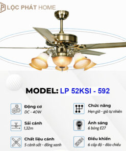 Thông số quạt trần 5 cánh sắt LP 52KSI - 592
