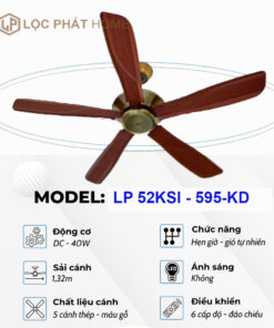 Thông số quạt trần 5 cánh sắt LP 52KSI - 595-KD